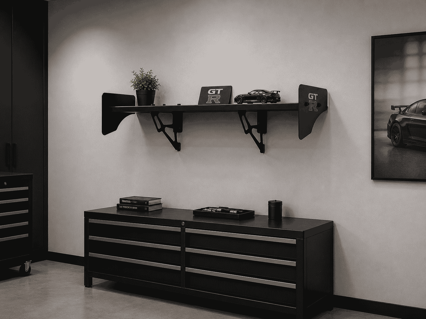 GTR Nissan Style Metal Wall Spoiler Shelf