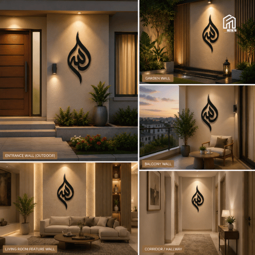 Allah Modern Calligraphy Metal Wall Art